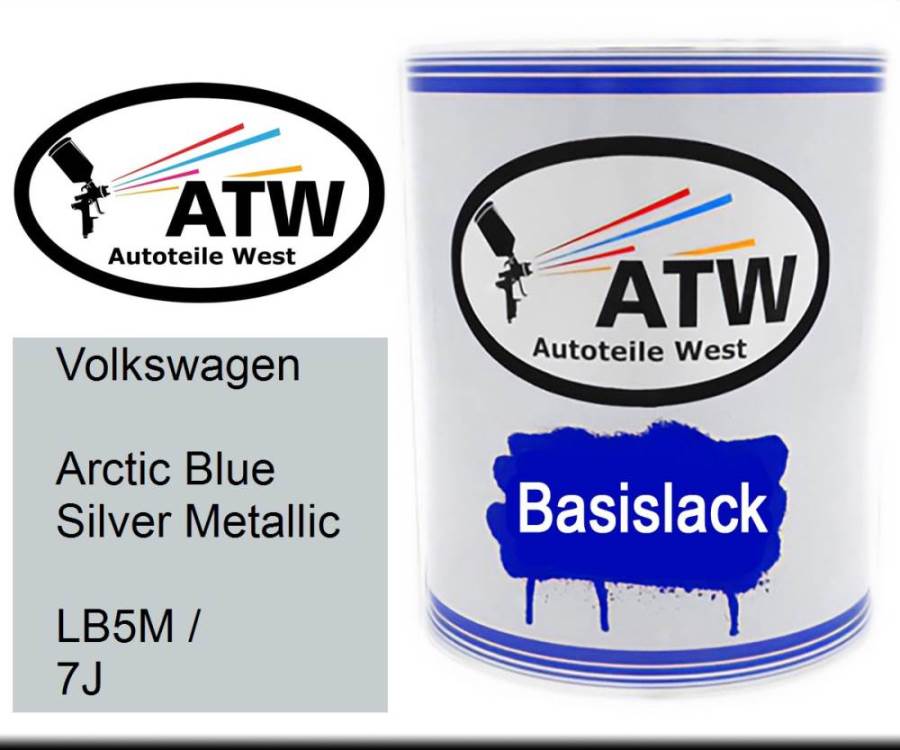 Volkswagen, Arctic Blue Silver Metallic, LB5M / 7J: 1L Lackdose, von ATW Autoteile West.